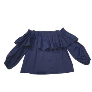 Alexis Barbie Navy blue off shoulder puff sleeve shirt Women’s, sz Medium